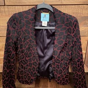 Marciano Red and Black Leopard/Animal Print Blazer